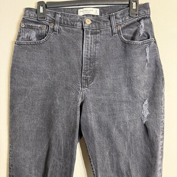 Abercrombie & Fitch Curve Love 90s Straight Ultra High Rise Jeans Women 4S Black - Picture 5 of 13